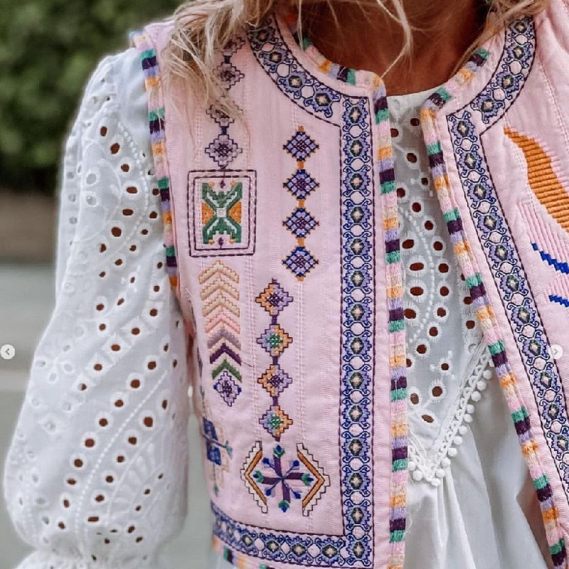 Desert Blooms Boho Floral Embroidered Vest main image 0