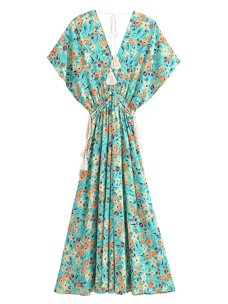 green midi long sleeve dress Forest Green Midi Dress M