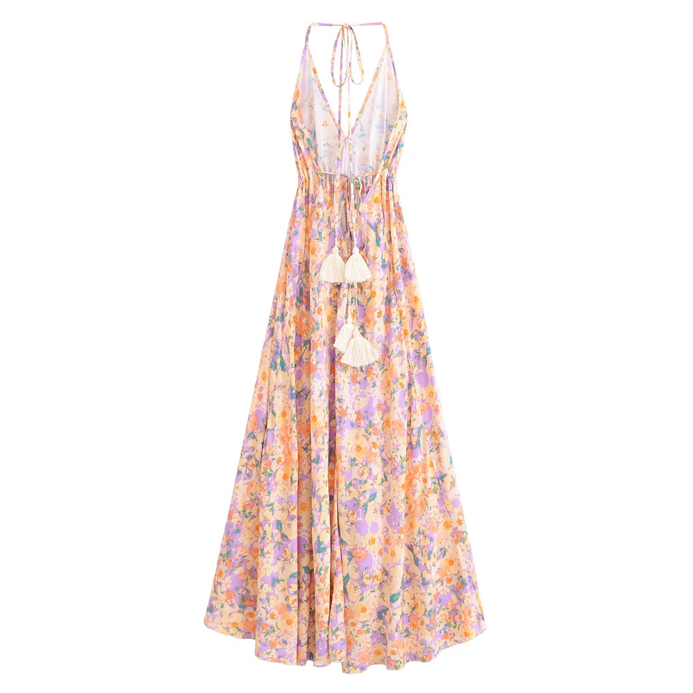 Soft Petals Boho Floral Print Maxi Dress – Queen Boheme