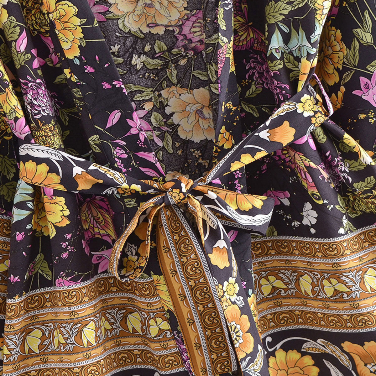Royal Rose Boho Floral Print Short Robe