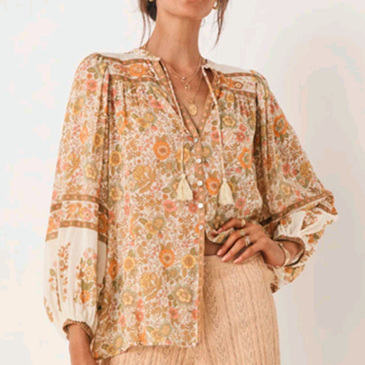 Sienna Sands Boho Floral Print Midi Dress