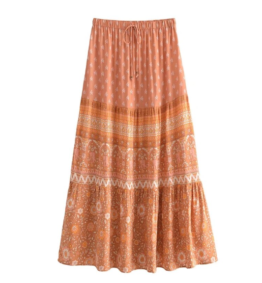 Sienna Sands Floral Print Boho Maxi Skirt