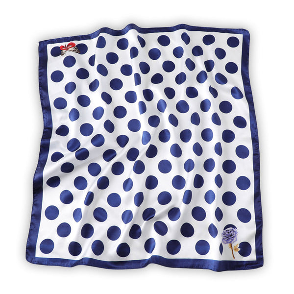 Oxford Blue Polkadot Butterfly Boho Scarf