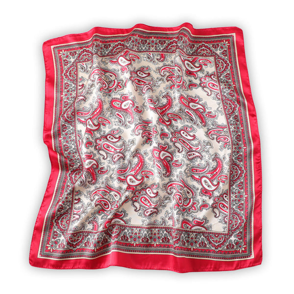 Crimson Red Paisley Boho Scarf