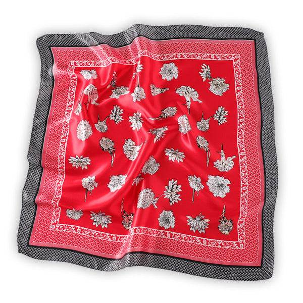Crimson Red Floral Boho Scarf