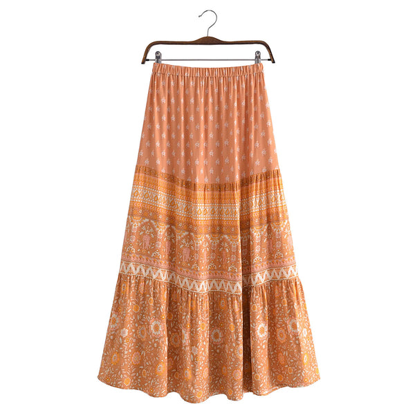 Sienna Sands Floral Print Boho Maxi Skirt