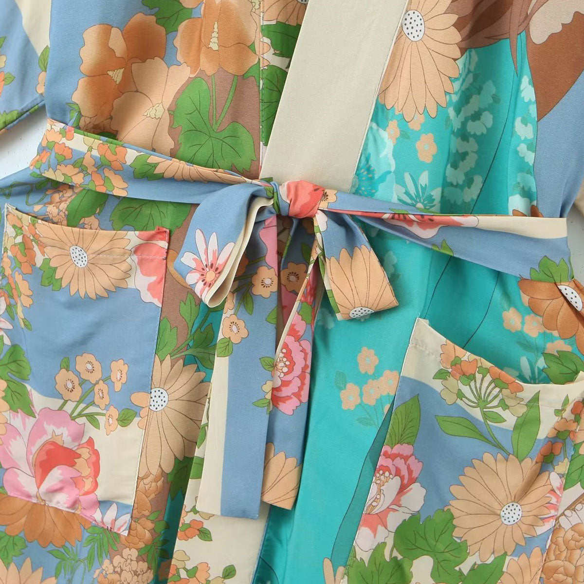 Poppy Blossom Boho Floral Print Maxi Robe