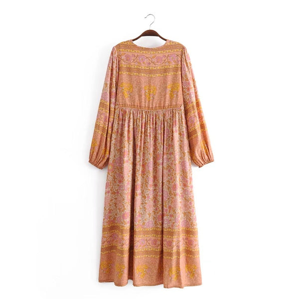 long sleeve butterfly maxi dress Fkelyi Fall Maxi Dress for Women Long Sleeve A-Line Flowy Dresses Butterfly Sunflower Print V Neck Casual Dress with Side Pockets for Spring Winter,