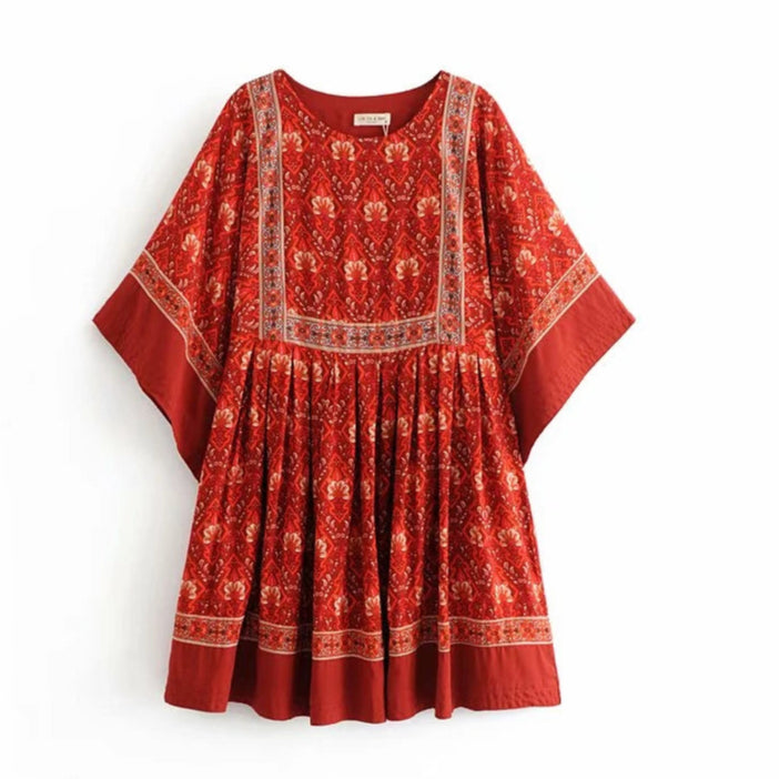 red floral babydoll dress Mulberry Floral Marion Puff Sleeve Babydoll Mini Dress WINE-COMBO / XL by Sugarlips