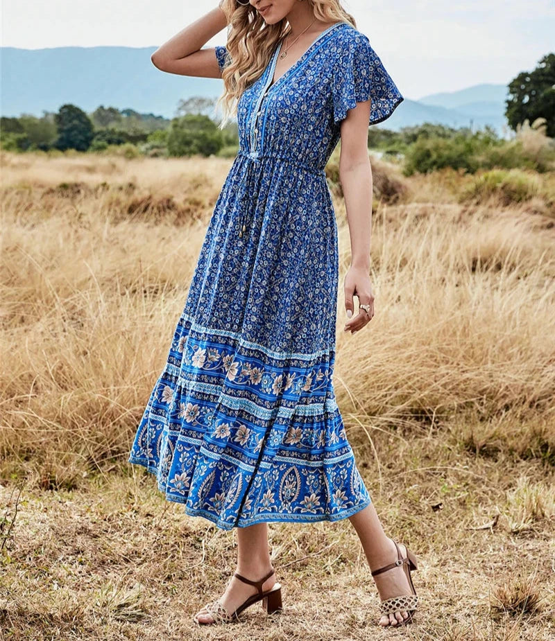 meadowland boho dress Meadowland Boho Floral Print Midi Dress