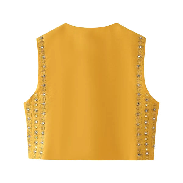 Sunlit Boho Sequin Embroidered Vest