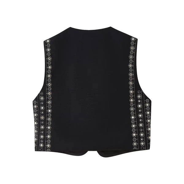 Twilight Boho Sequin Embroidered Vest