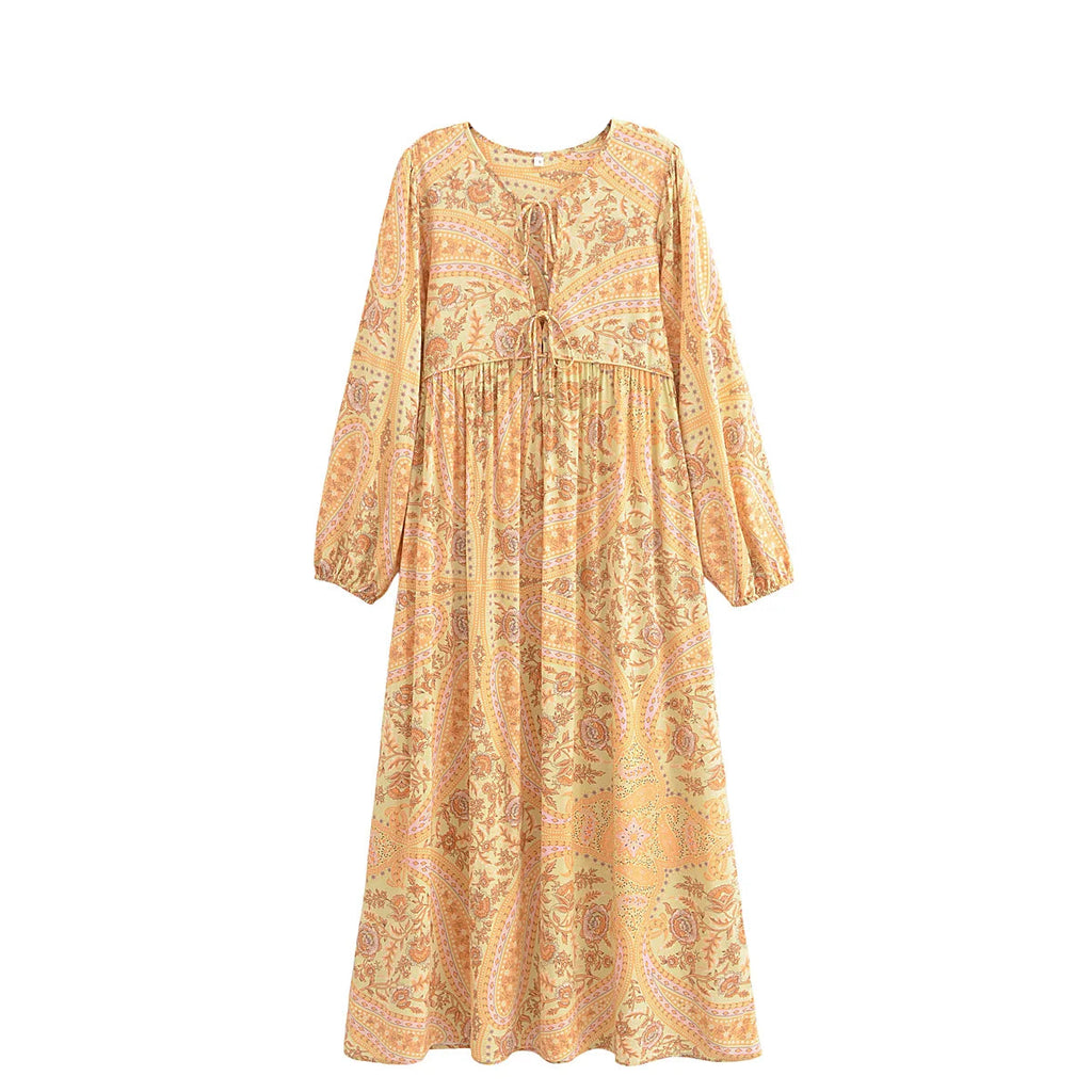 Sun-Kissed Bloom Boho Floral Print Maxi Dress