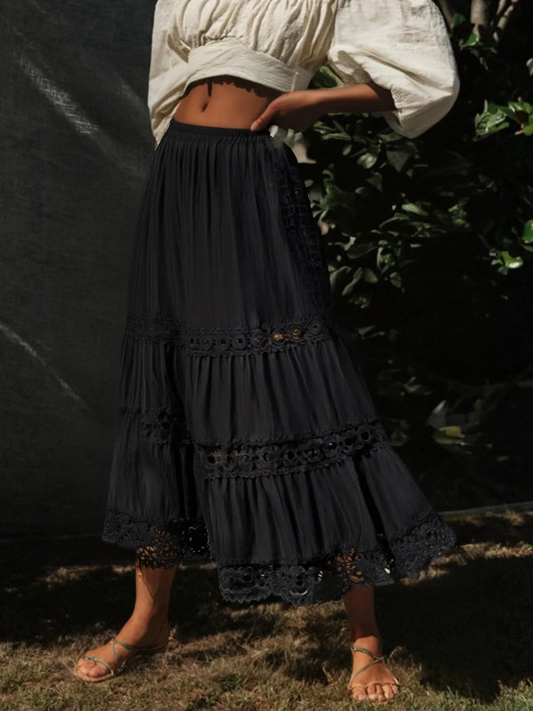Moonlit Veil Boho Midi Skirt