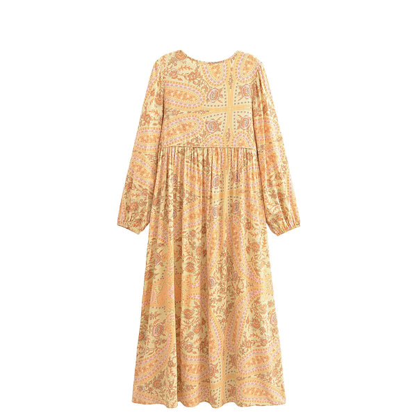 Sun-Kissed Bloom Boho Floral Print Maxi Dress