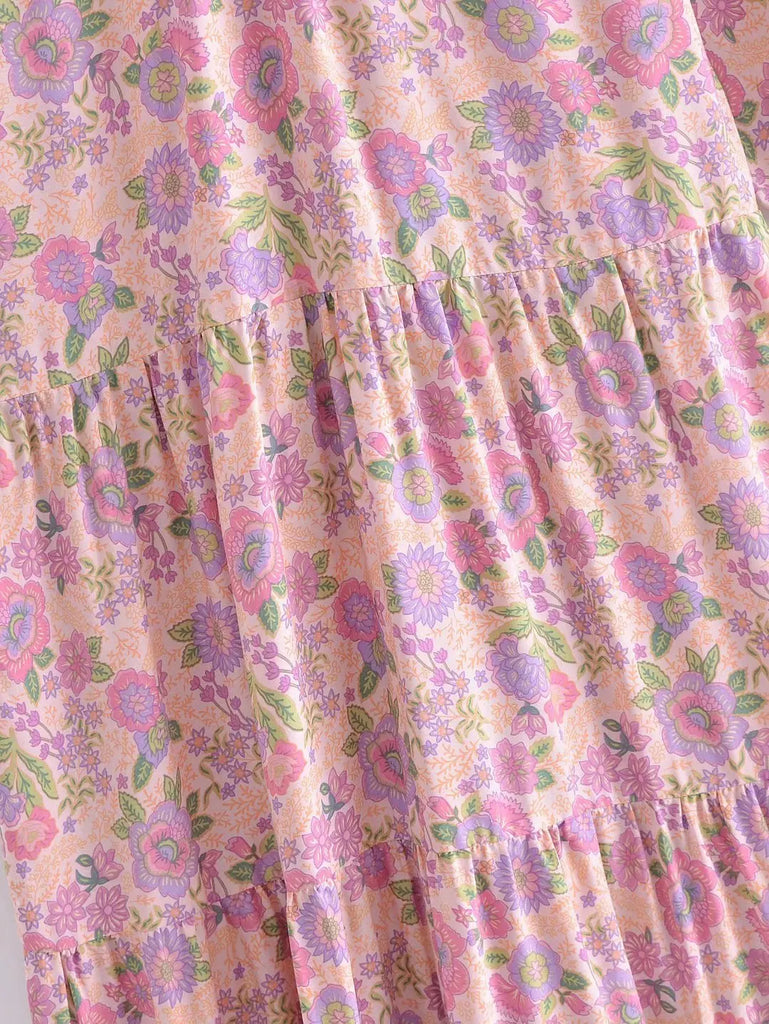 Blush Blossom Boho Floral Print Maxi Dress Pink / L