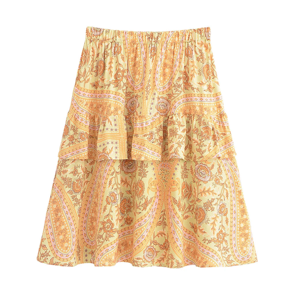 Sun-Kissed Bloom Boho Floral Print Mini Skirt