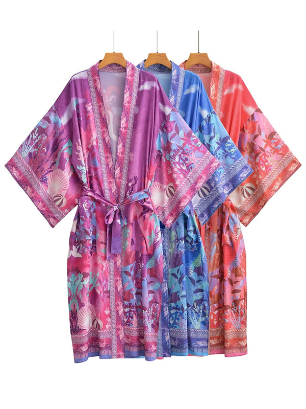 Mermaid Paradise Boho Maxi Kimono Robe