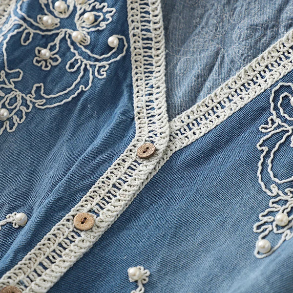 Pearl Dreams Boho Embroidered Vest