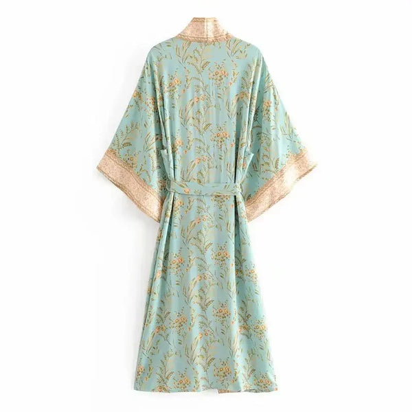 Mint to Bloom Boho Kimono Maxi Robe