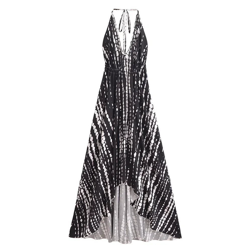 black and white boho maxi dress Island Escape Boho Maxi Dress Black / S