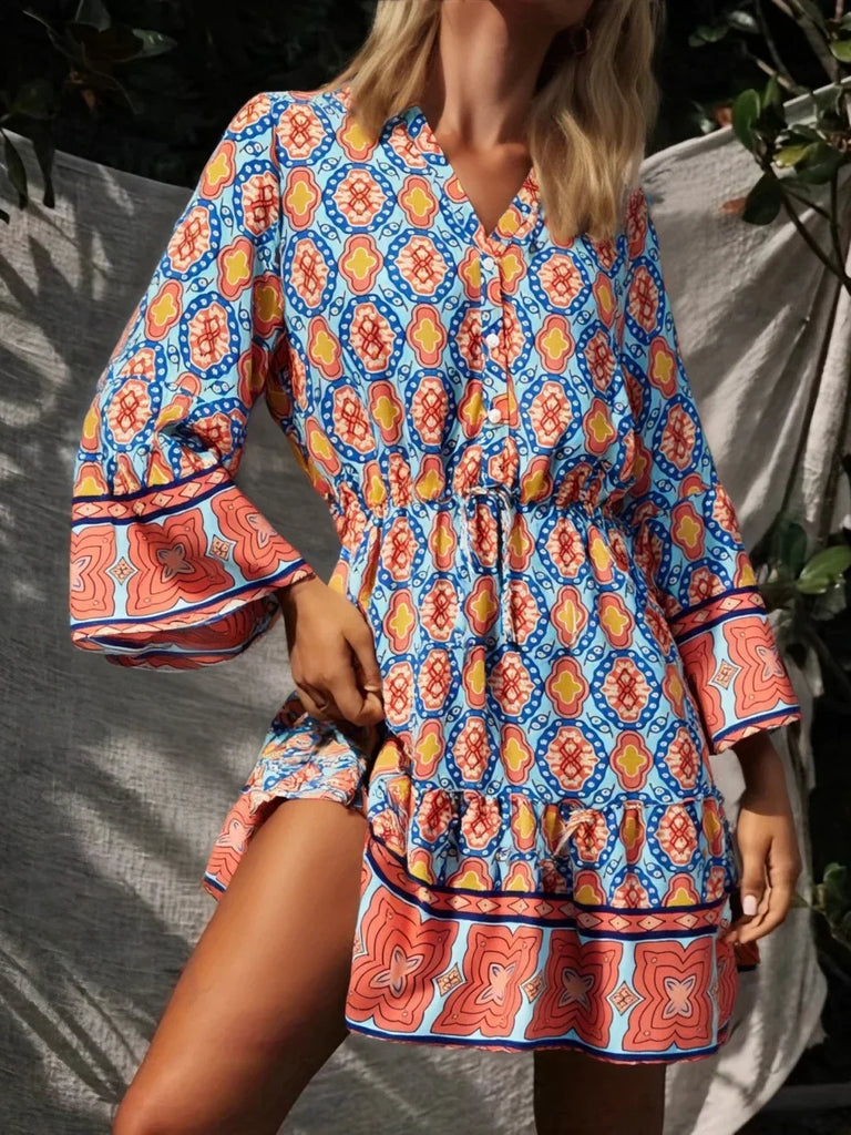 boho long sleeve mini dress ASOS DESIGN bardot long sleeve boho mini dress in cream
