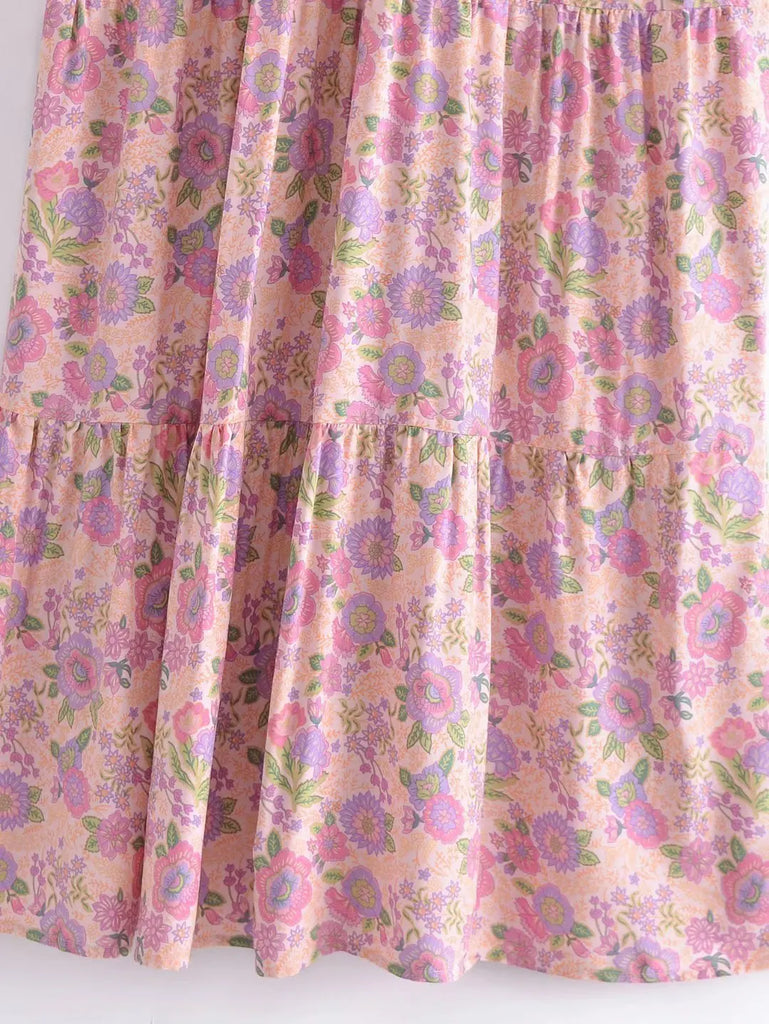 Blush Blossom Boho Floral Print Maxi Dress Pink / L