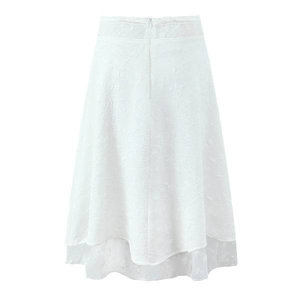 Whispering Rosebud Floral Midi Skirt