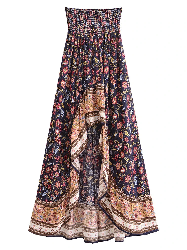 Floral Bliss Boho Floral Print Maxi Skirt