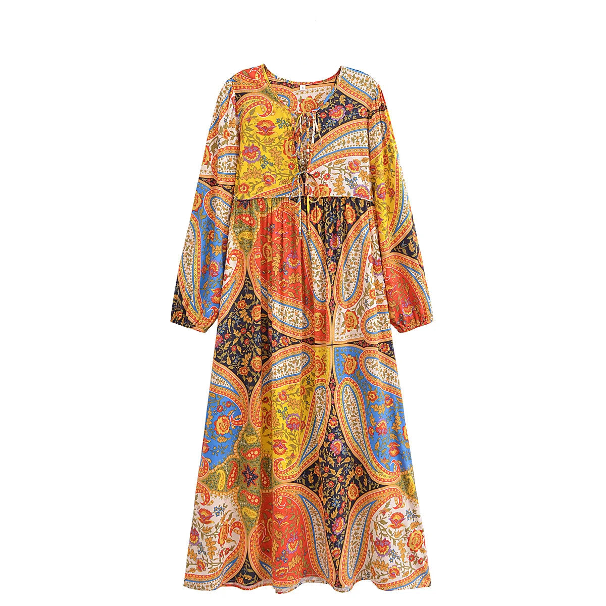 boho festival maxi dress Bohemian Maxi Dress  Mirage Flowing Festival Gown Boho Beach Dress in Blue and Red Blue / M