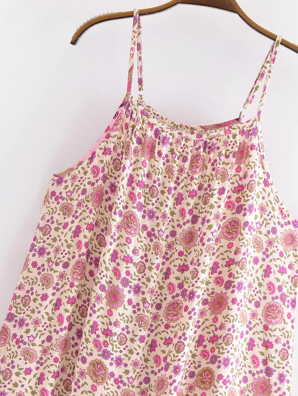 Pink Whimsy Boho Floral Print Maxi Dress