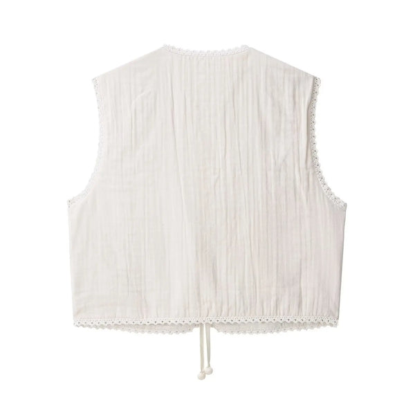Whispering Petal Boho Floral Embroidered Vest