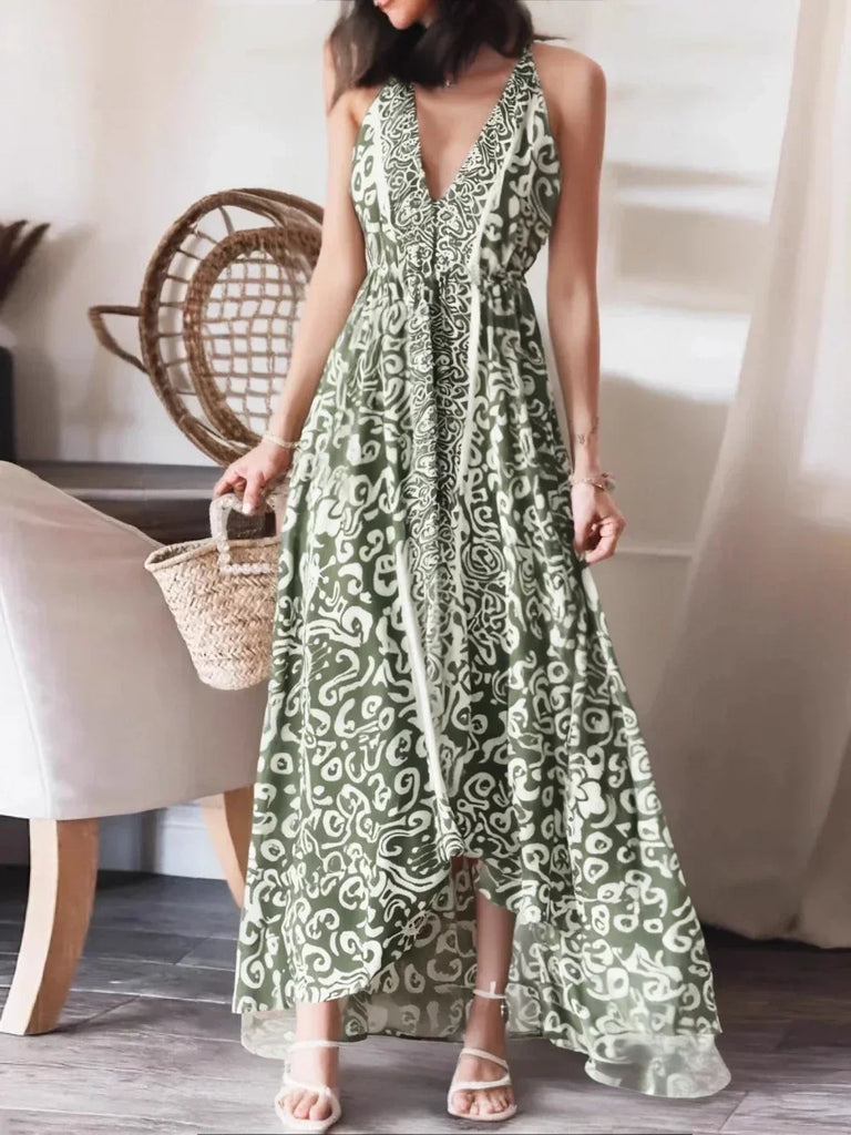 boho sage green maxi dress Yolanda Long Sleeve Maxi Dress - Sage Green Floral main image 0