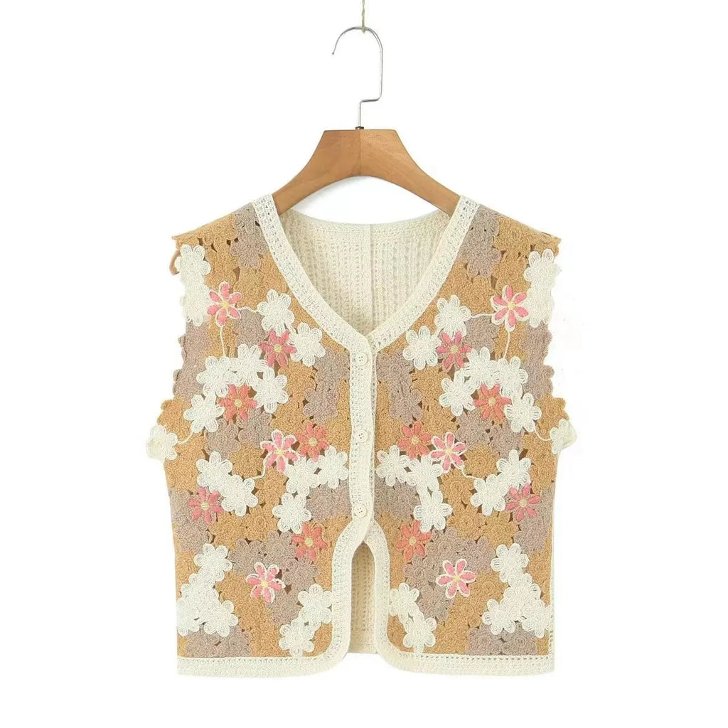 Dreamy Blossoms Boho Knit Vest