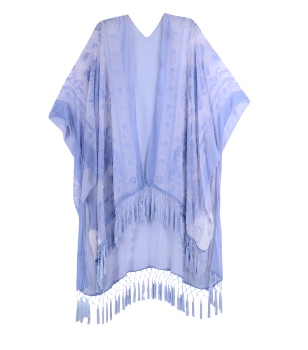 Lavender Whisper Floral Print Velvet Burnout Kimono