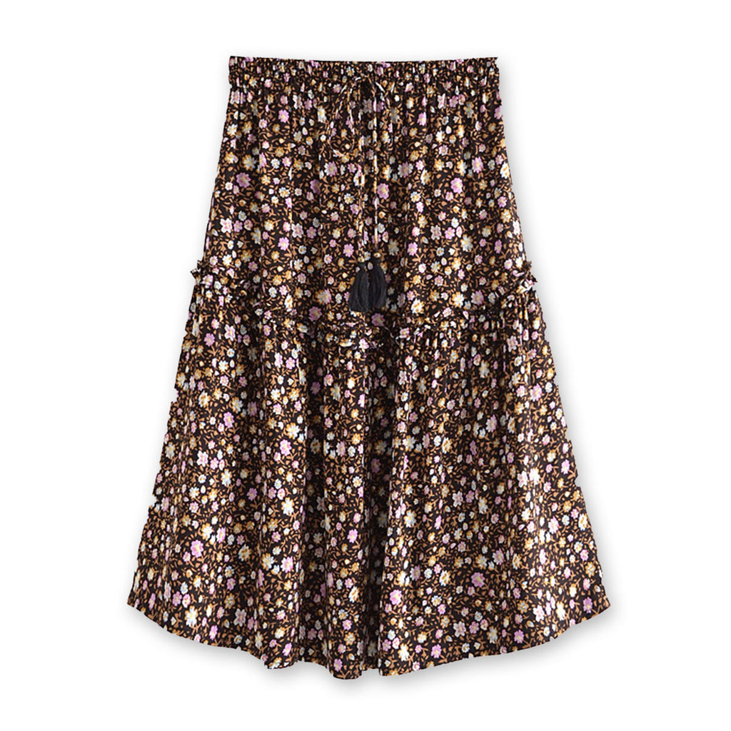 Wild Lavender Boho Floral Print Mini Skirt