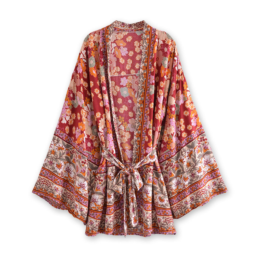 Wild Currant Boho Floral Print Short Robe