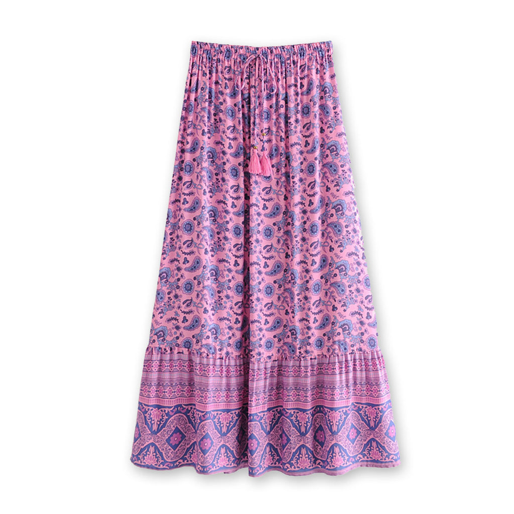 Violet Fields Boho Floral Print Maxi Skirt