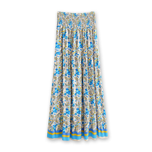 Blue Breeze Boho Floral Print High-Low Maxi Skirt