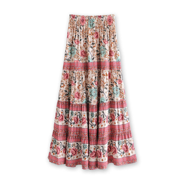 Cameo Rose Boho Floral Print Midi Skirt