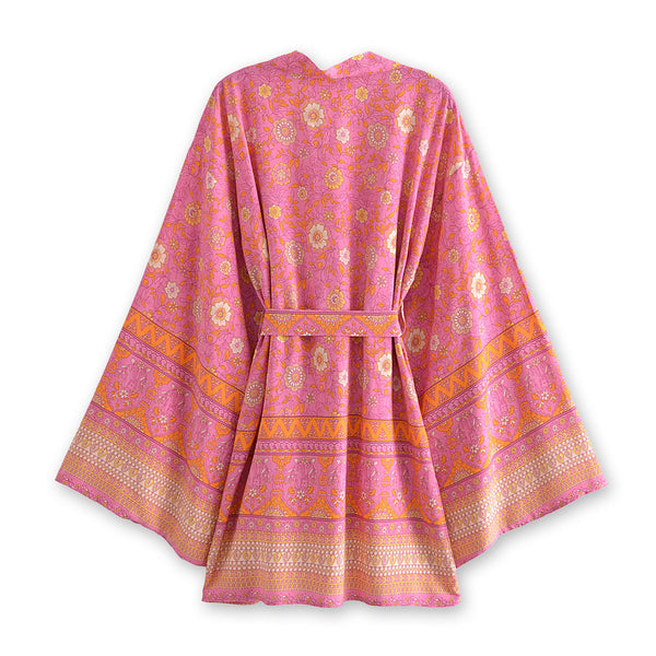 Capri Pink Boho Floral Print Short Robe