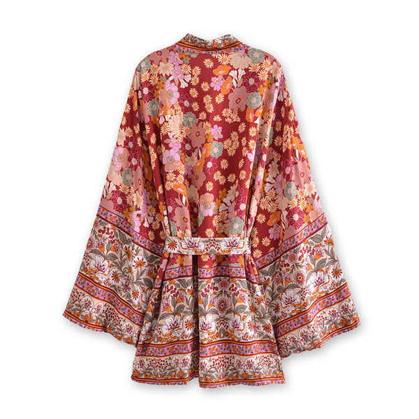 Wild Currant Boho Floral Print Short Robe