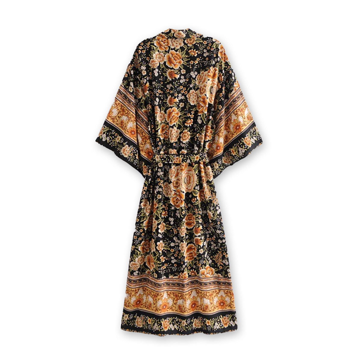 Dark Horse Boho Floral Print Maxi Robe – Queen Boheme