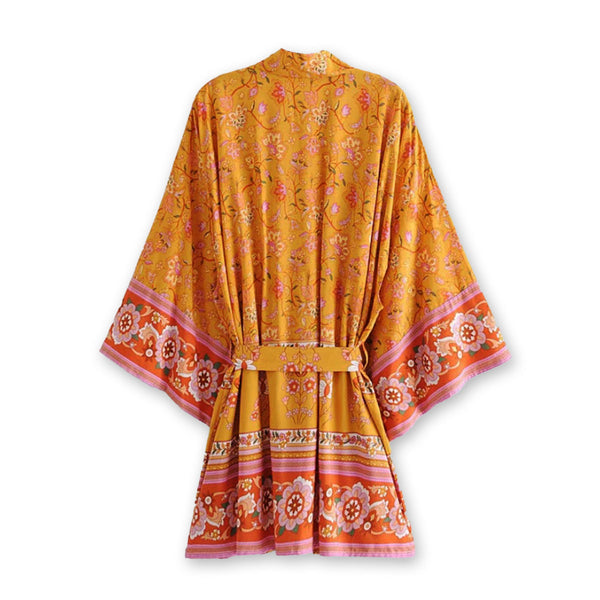 Golden Orange Boho Short Robe