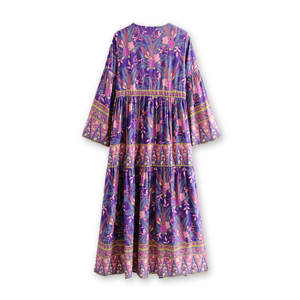 Mulberry Purple Boho Floral Print Maxi Dress – Queen Boheme