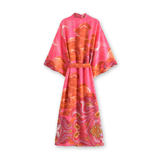 Moonstruck Pink Goddess Boho Kimono Maxi Robe