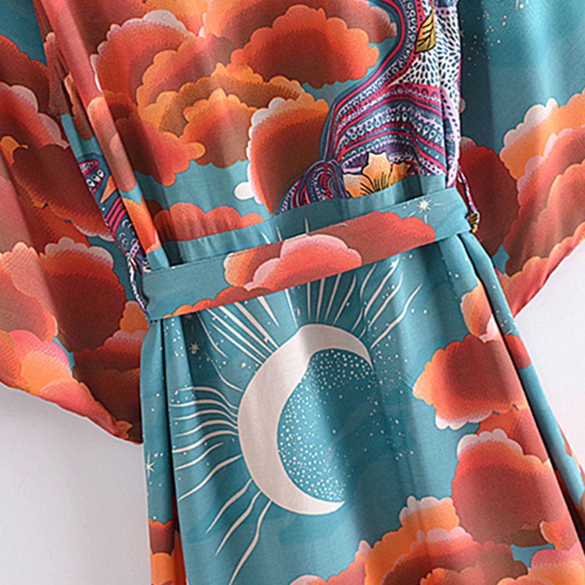Moonstruck Teal Goddess Boho Kimono Maxi Robe – Queen Boheme