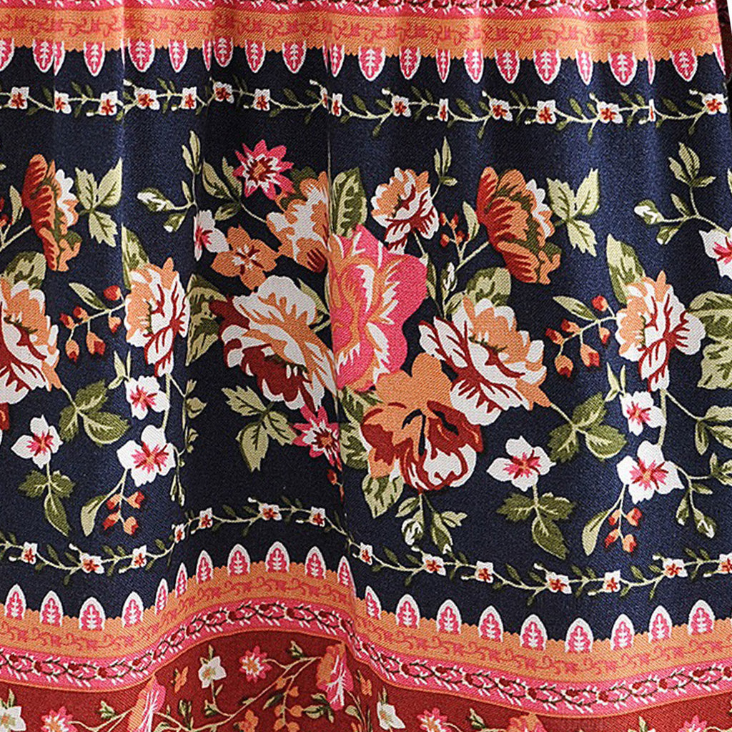 Golden Hour Boho Floral Print Maxi Skirt