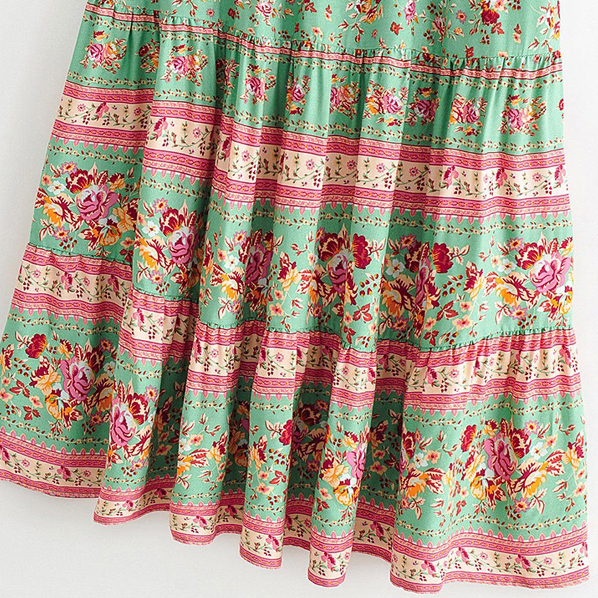 Ruby Dusk Peacock Boho Floral Print Midi Skirt