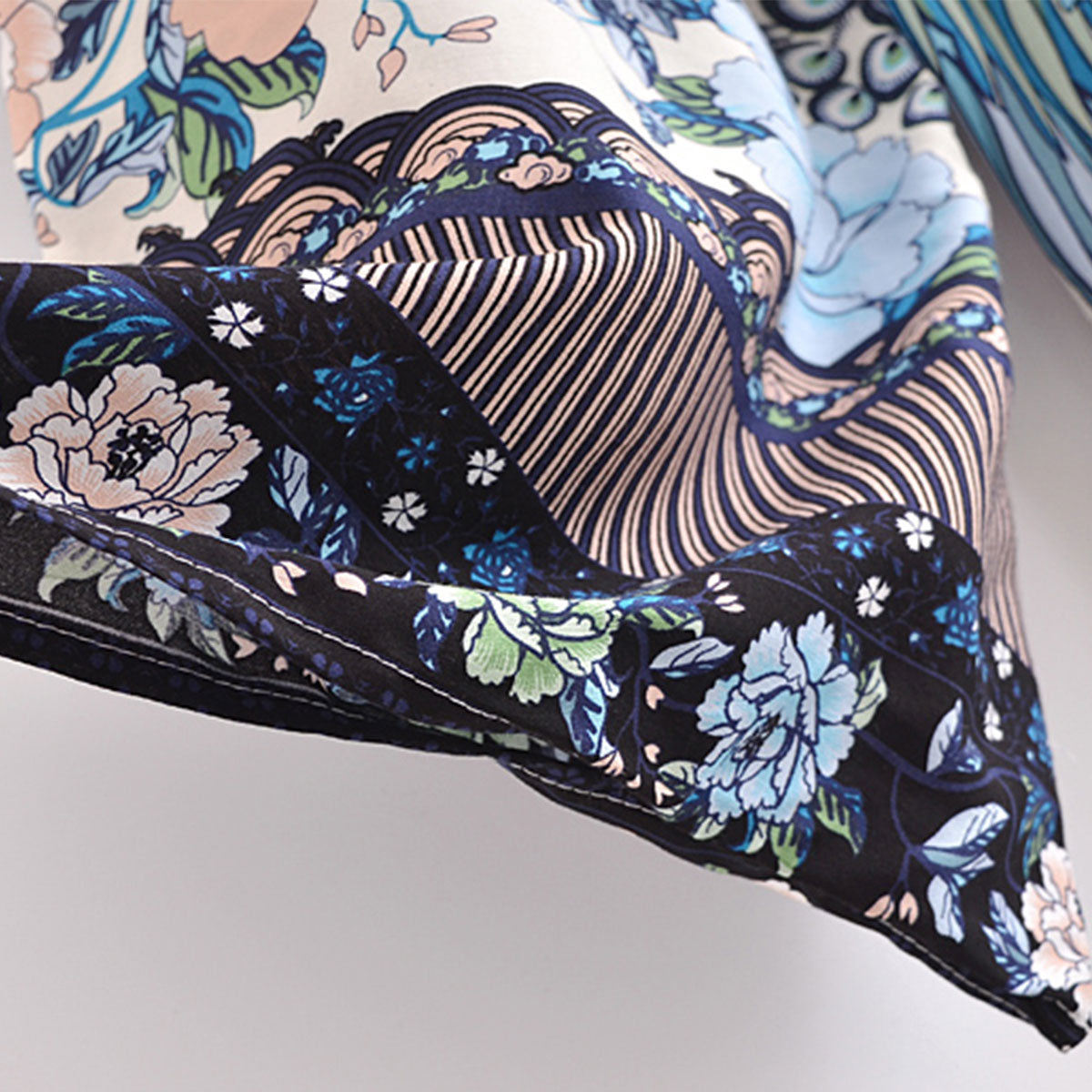 Blue Peacock Boho Floral Print Short Robe – Queen Boheme
